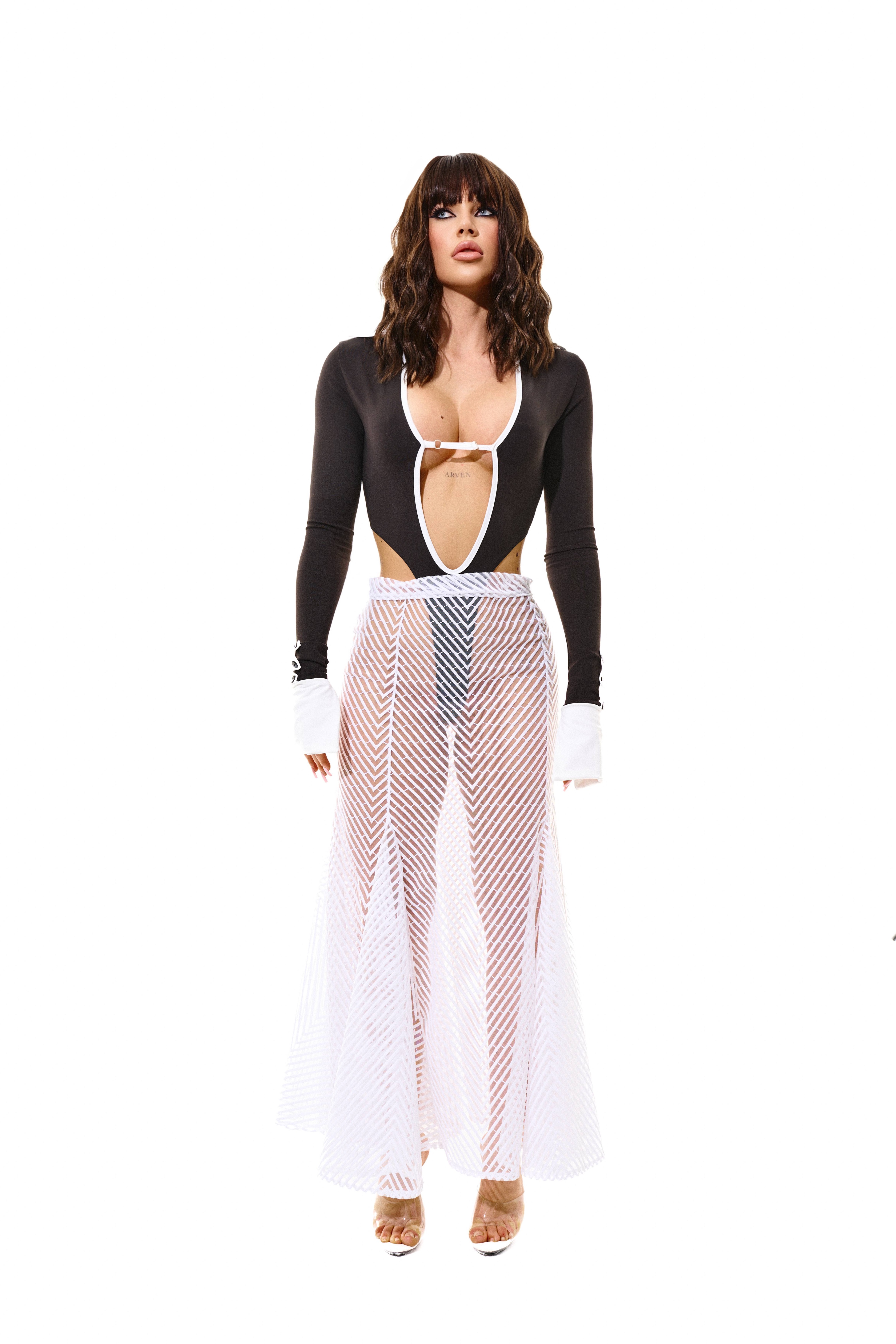 VEIL GRID SKIRT